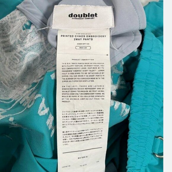 DOUBLET RARE $695 JAPAN Streetwear Printed Chaos Embroidery Two Way Pants Blue M - Picture 10 of 15